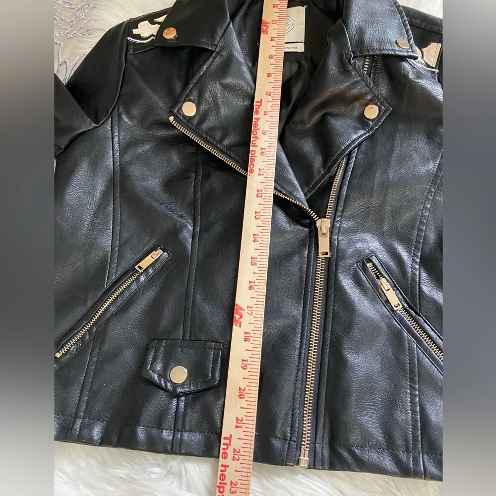 Stoosh Black with White Accents Vegan Leather  Women’s Jacket Size S - Picture 6 of 11
